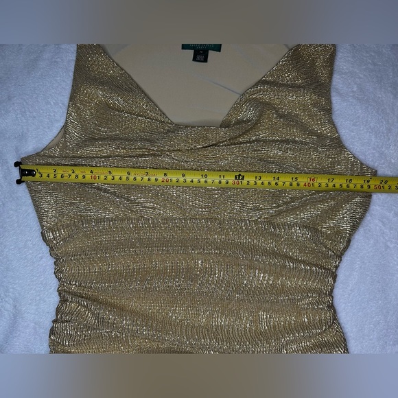 🌟LAUREN Ralph Lauren Gold cocktail dress Size14 - Picture 3 of 11